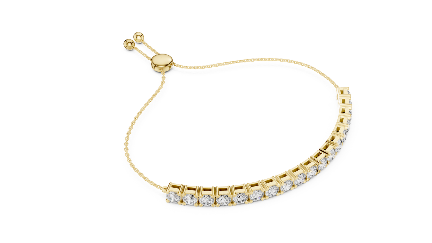 5.94 CTW Round Diamond Collet Setting Bolo Bracelet