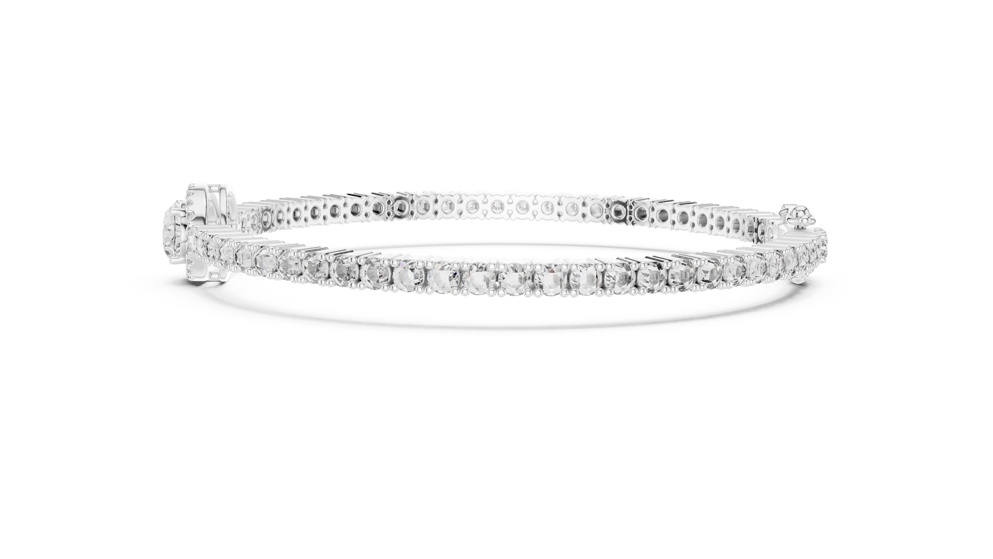 Oval Center Halo Diamond Tennis Bracelet (3.83 CTW Accents)
