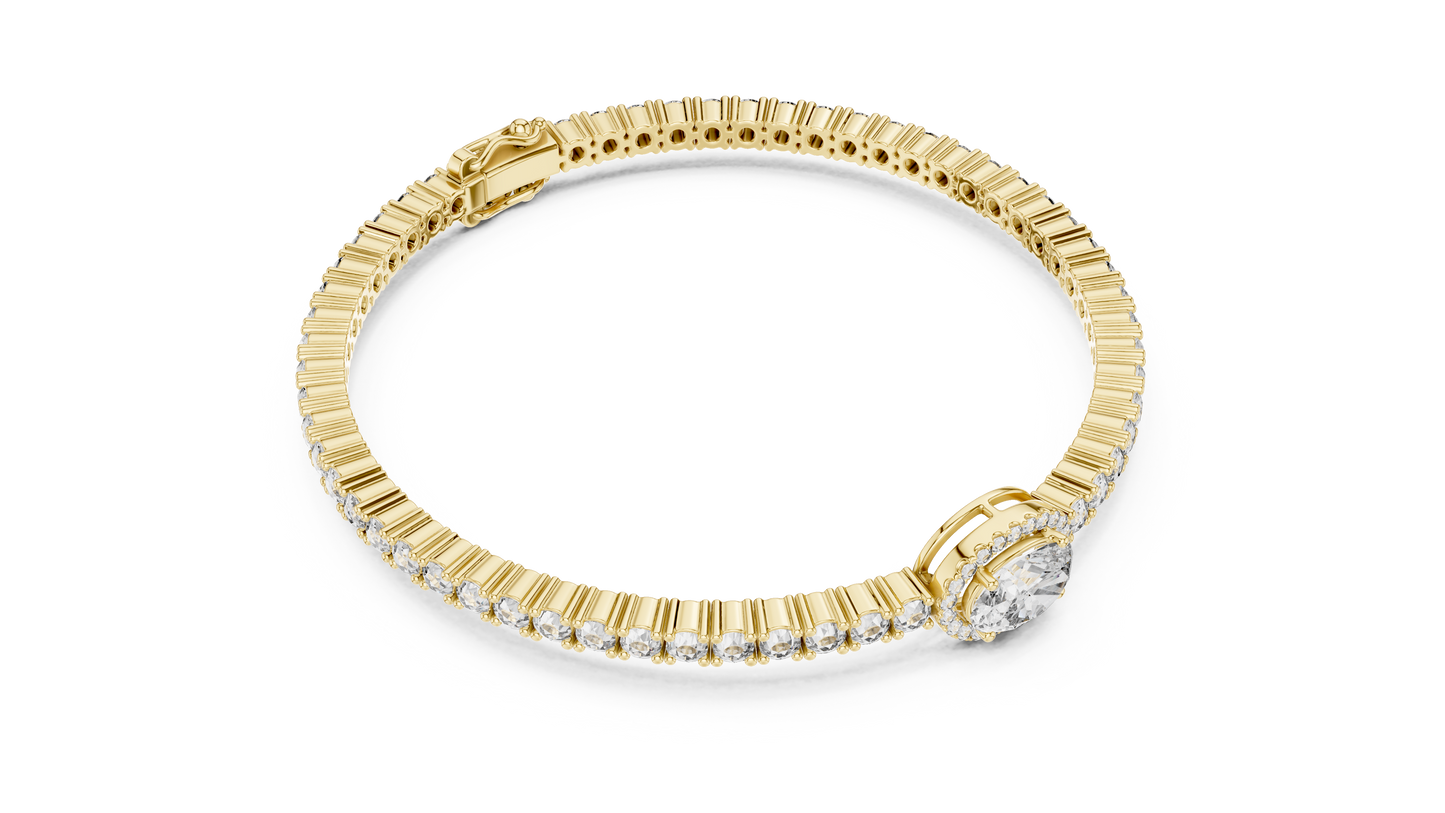 Oval Center Halo Diamond Tennis Bracelet (3.83 CTW Accents)