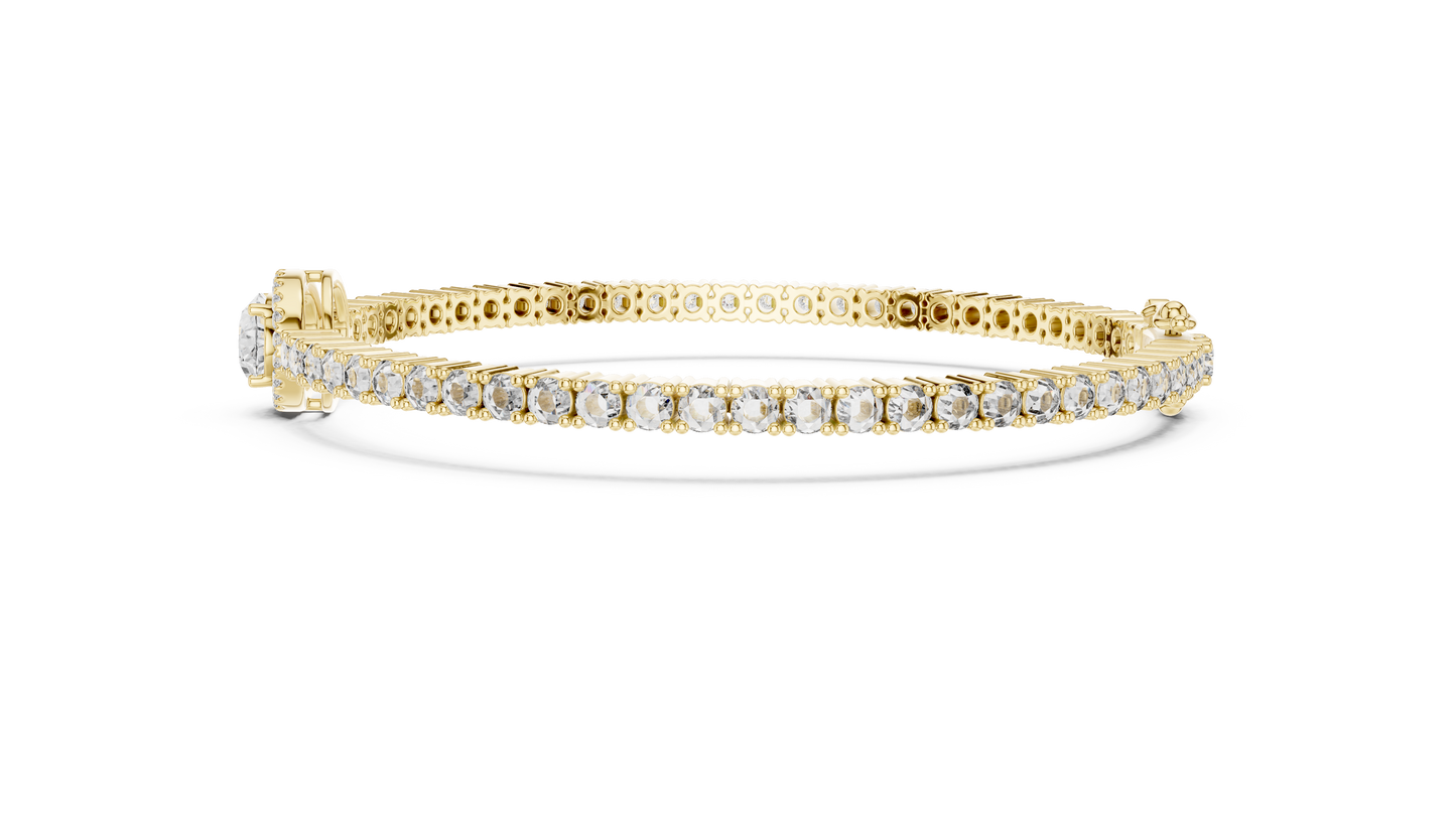 Oval Center Halo Diamond Tennis Bracelet (3.83 CTW Accents)