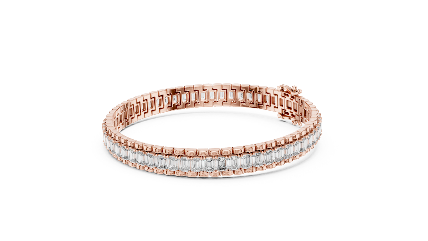 12.00 CTW Lab-Grown East-West Emerald Diamond Tennis Bracelet