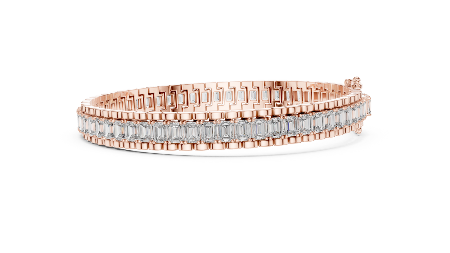 12.00 CTW Lab-Grown East-West Emerald Diamond Tennis Bracelet