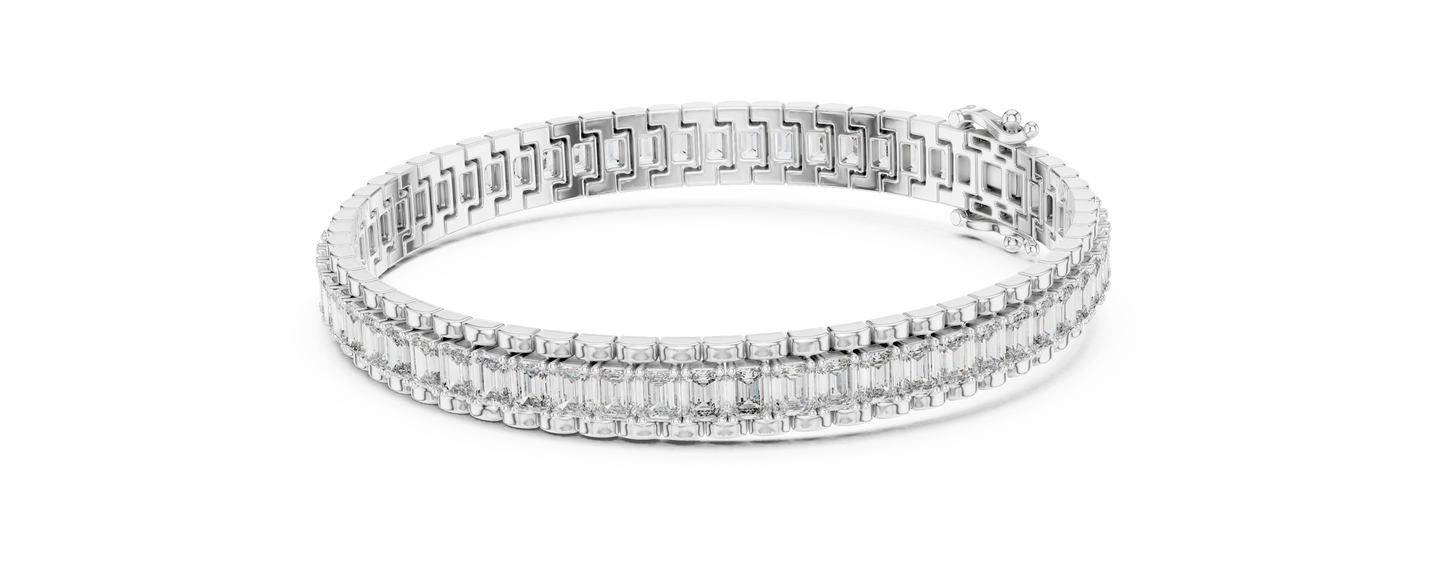 12.00 CTW Lab-Grown East-West Emerald Diamond Tennis Bracelet