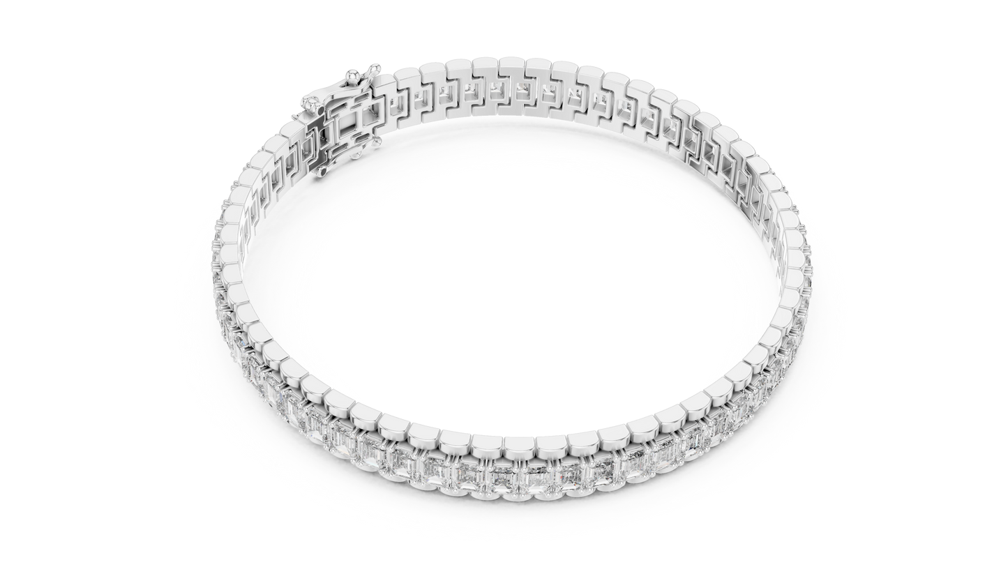 12.00 CTW Lab-Grown East-West Emerald Diamond Tennis Bracelet