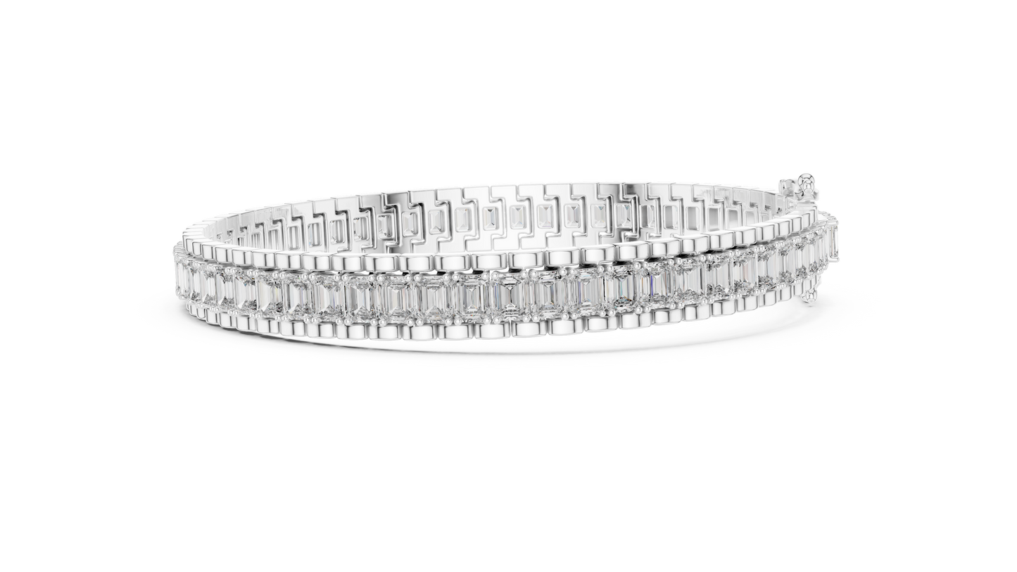 12.00 CTW Lab-Grown East-West Emerald Diamond Tennis Bracelet