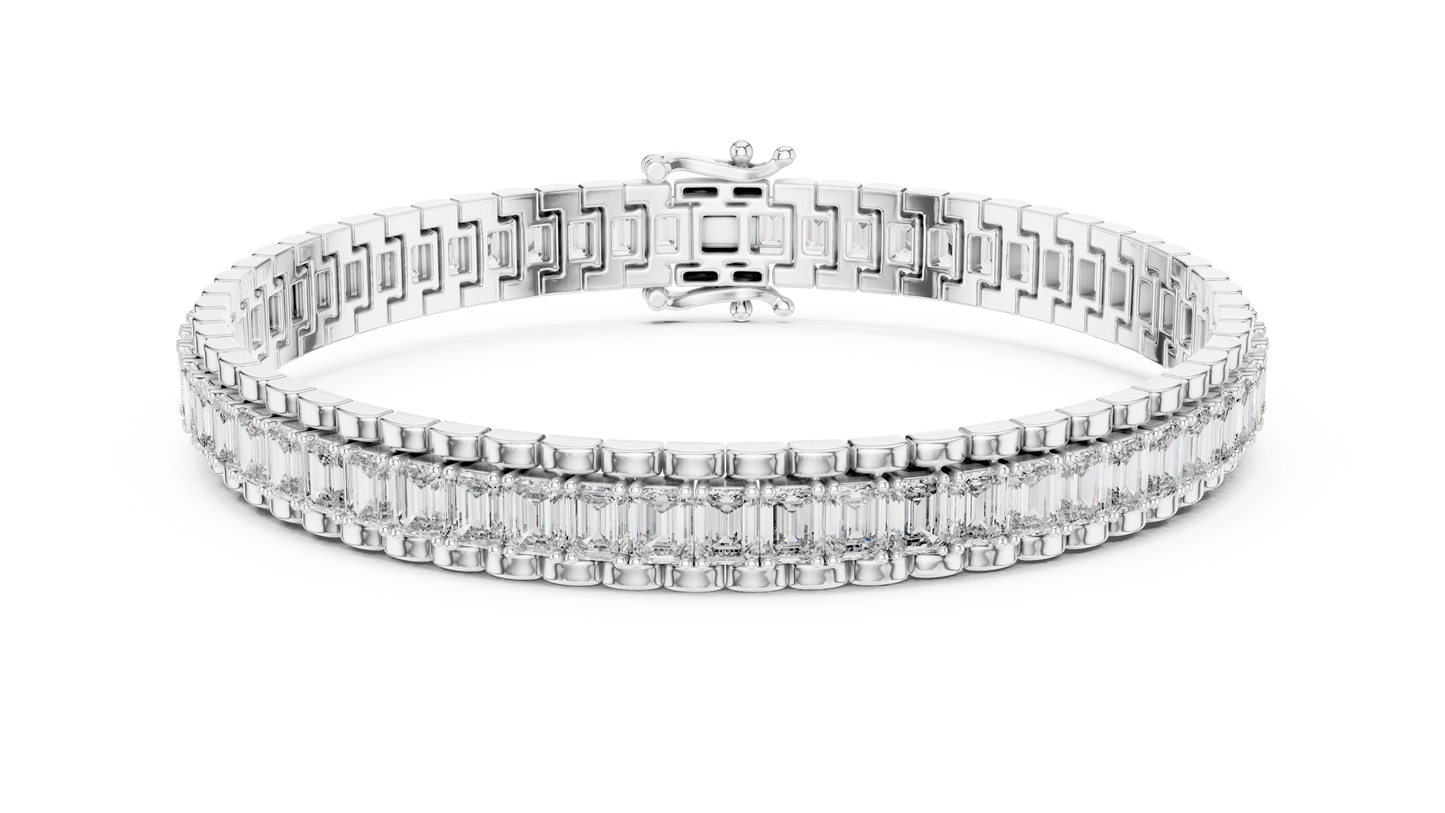 12.00 CTW Lab-Grown East-West Emerald Diamond Tennis Bracelet