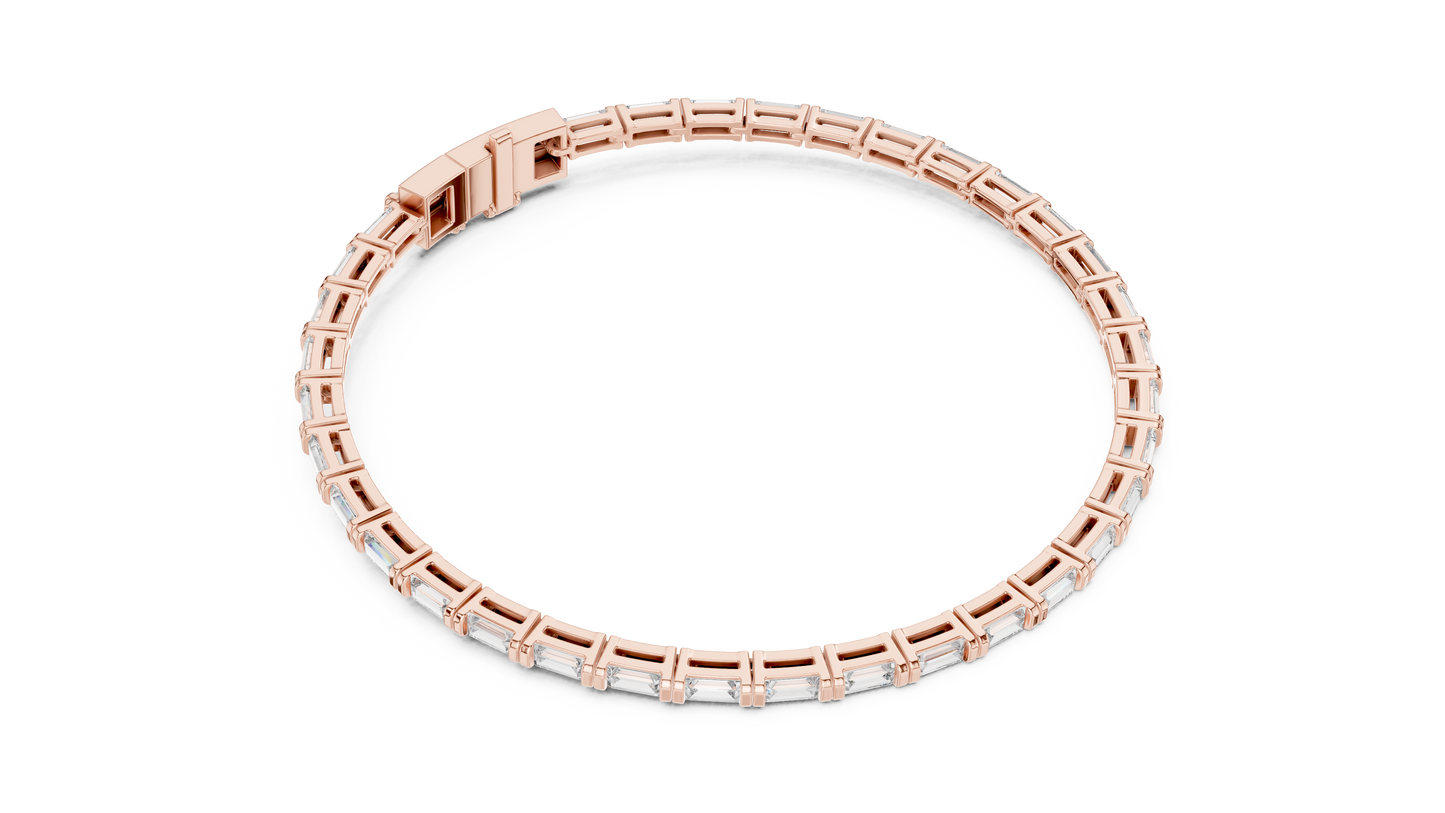 3.70 CTW Lab-Grown Baguette Diamond Tennis Bracelet