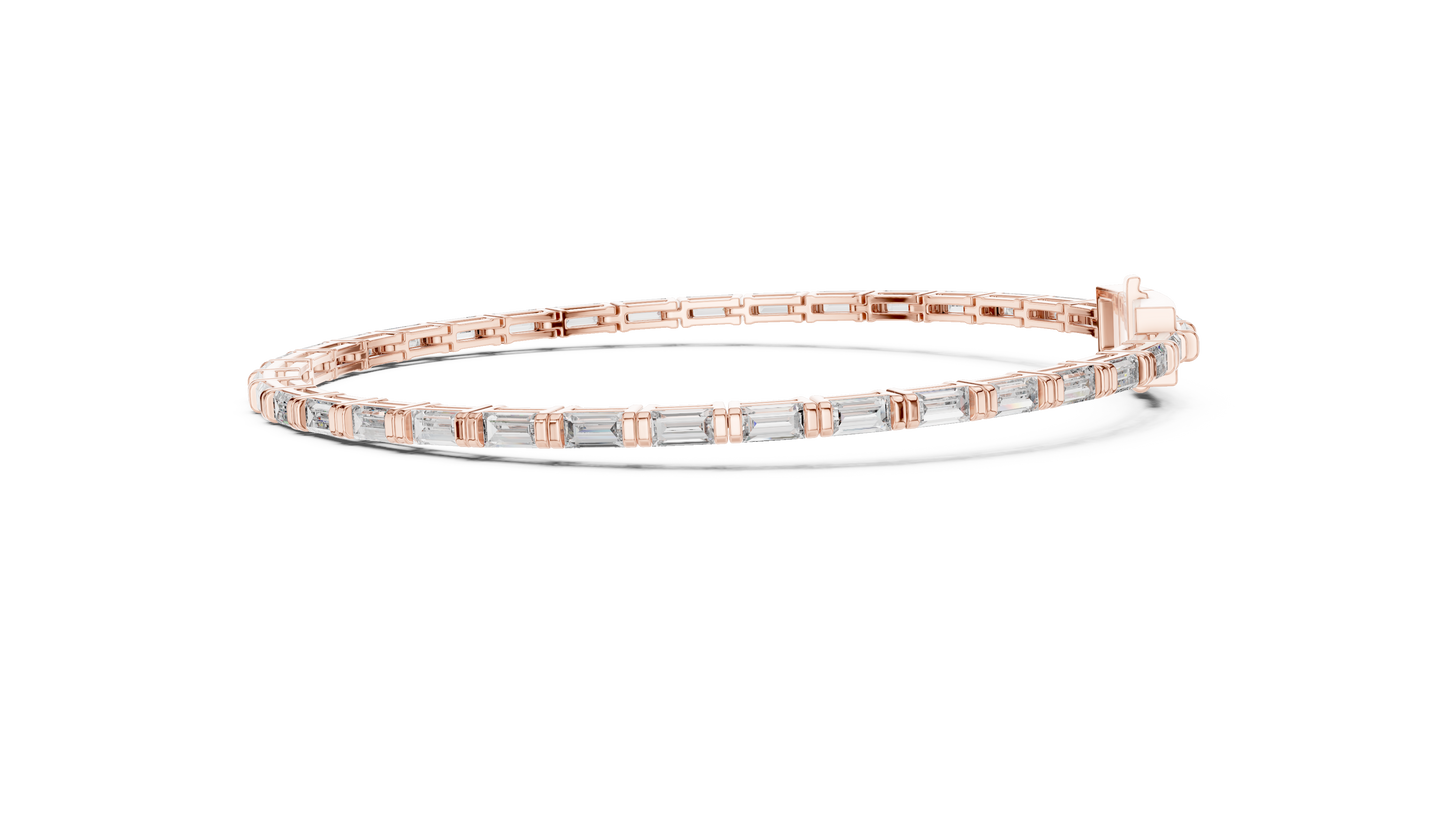 3.70 CTW Lab-Grown Baguette Diamond Tennis Bracelet