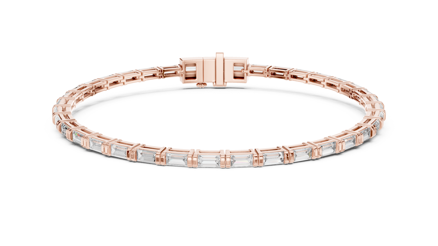 3.70 CTW Lab-Grown Baguette Diamond Tennis Bracelet