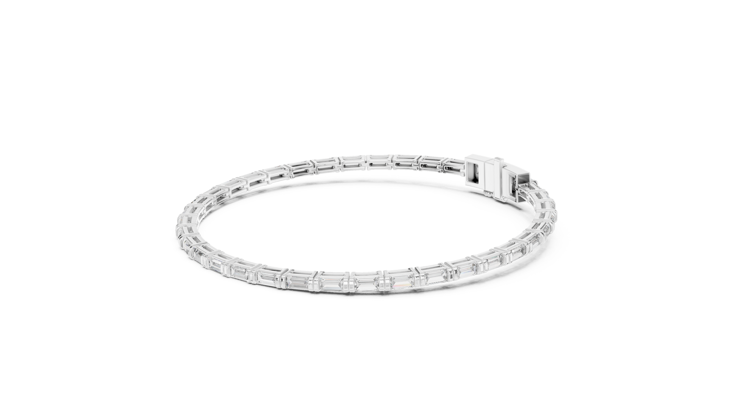 3.70 CTW Lab-Grown Baguette Diamond Tennis Bracelet