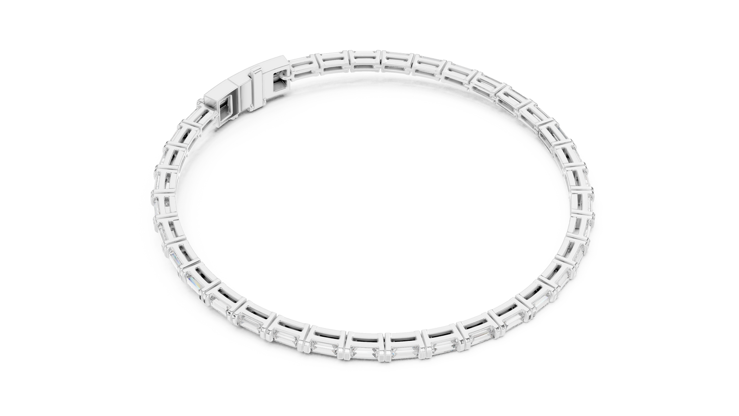 3.70 CTW Lab-Grown Baguette Diamond Tennis Bracelet