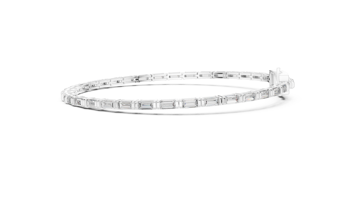 3.70 CTW Lab-Grown Baguette Diamond Tennis Bracelet