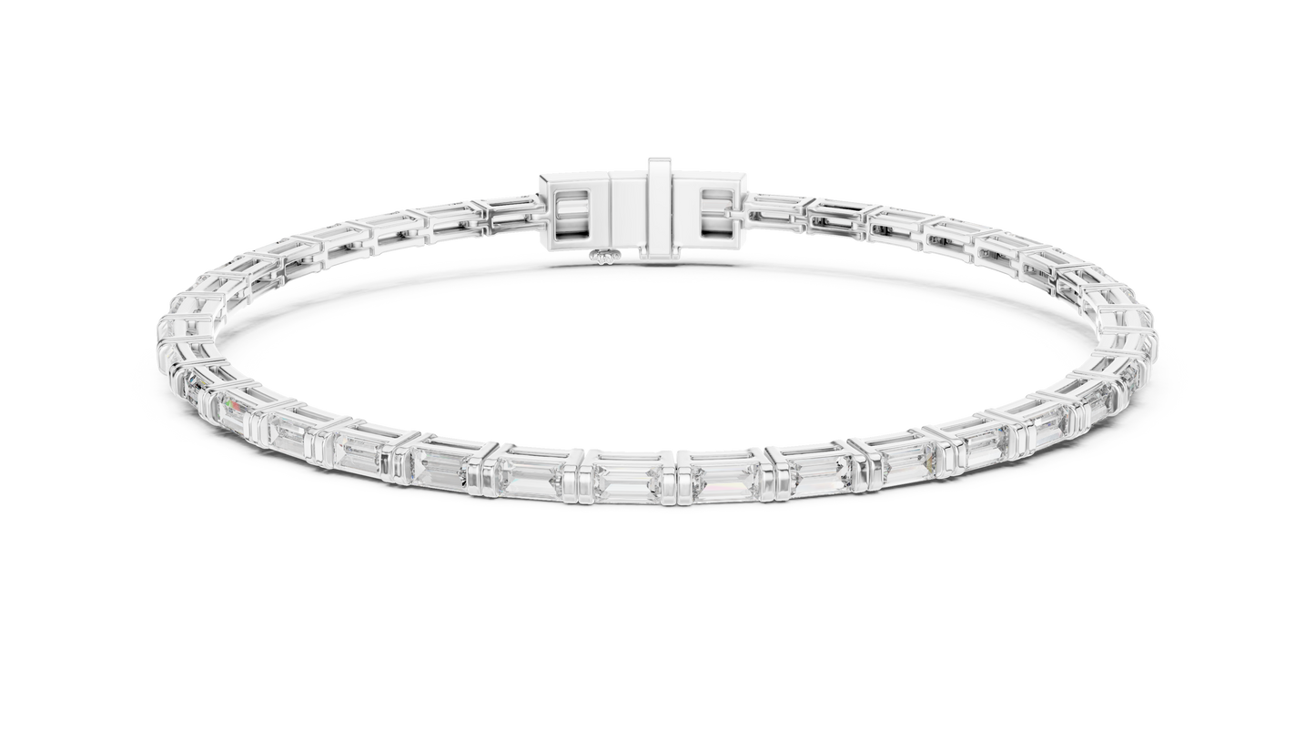 3.70 CTW Lab-Grown Baguette Diamond Tennis Bracelet