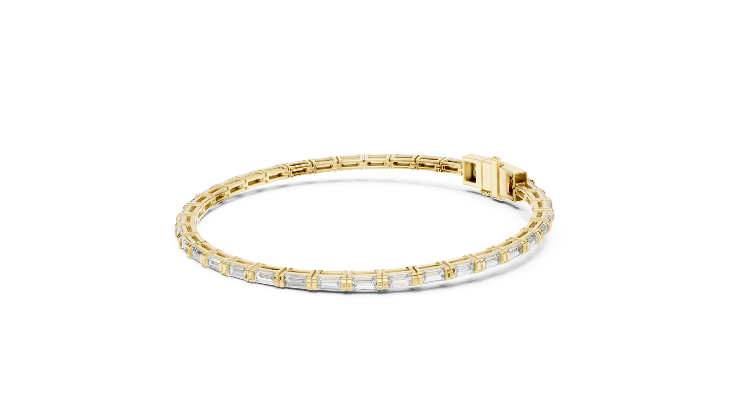3.70 CTW Lab-Grown Baguette Diamond Tennis Bracelet
