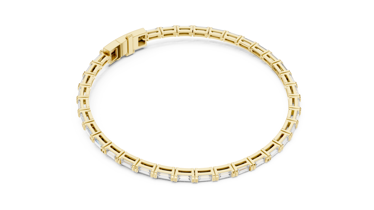 3.70 CTW Lab-Grown Baguette Diamond Tennis Bracelet