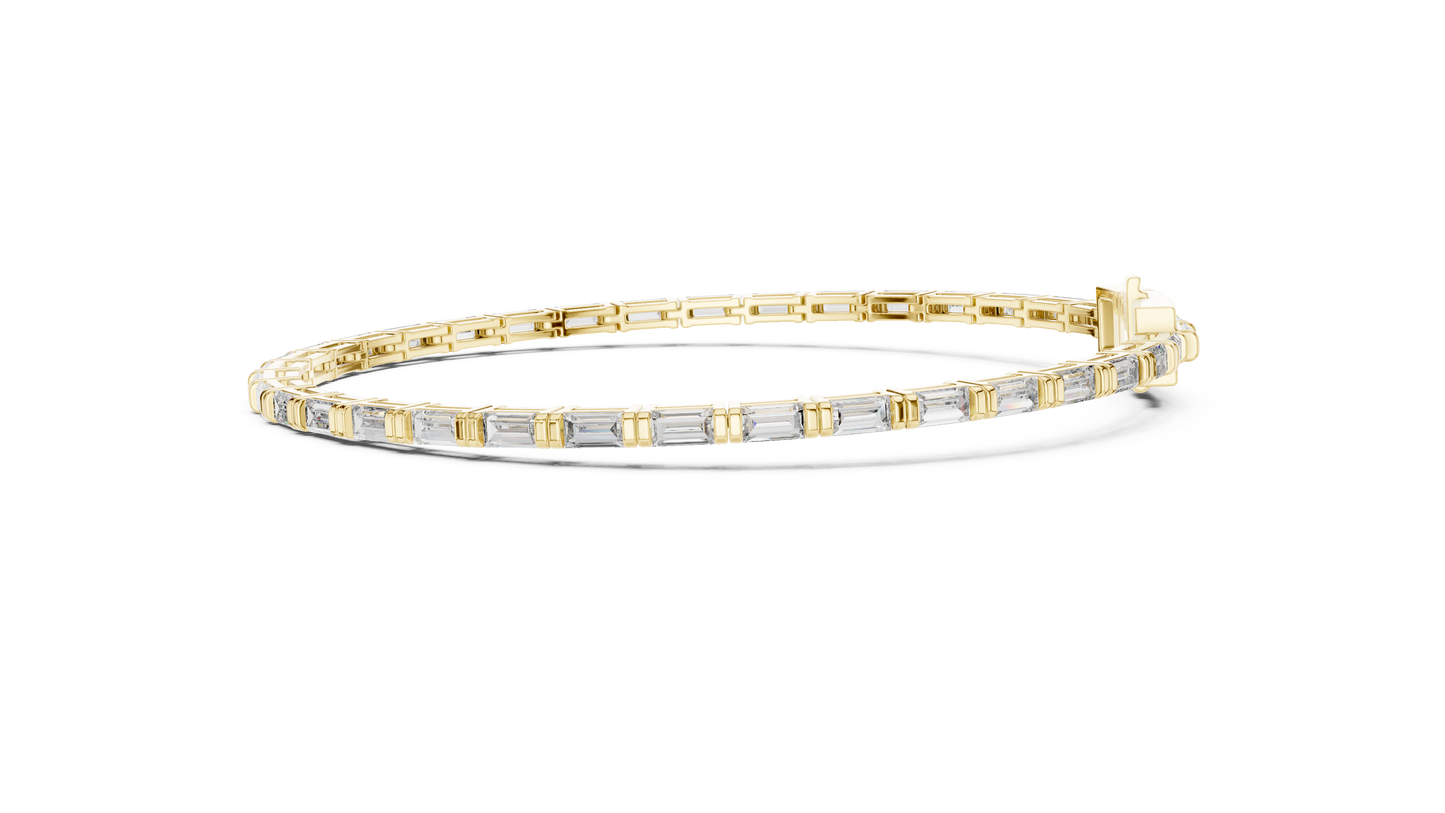 3.70 CTW Lab-Grown Baguette Diamond Tennis Bracelet
