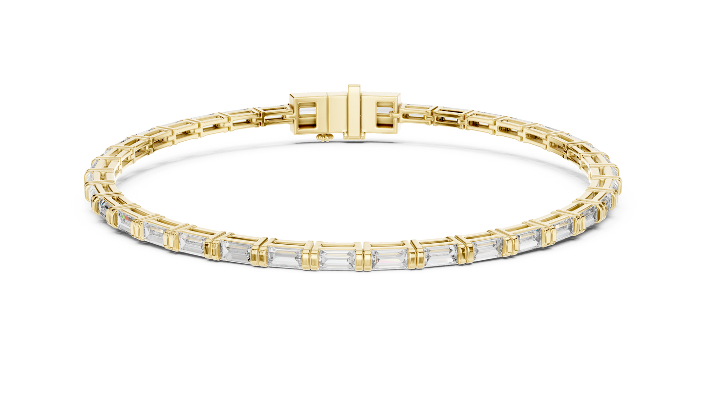 3.70 CTW Lab-Grown Baguette Diamond Tennis Bracelet