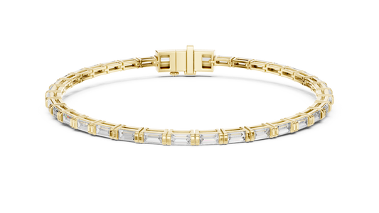3.70 CTW Lab-Grown Baguette Diamond Tennis Bracelet