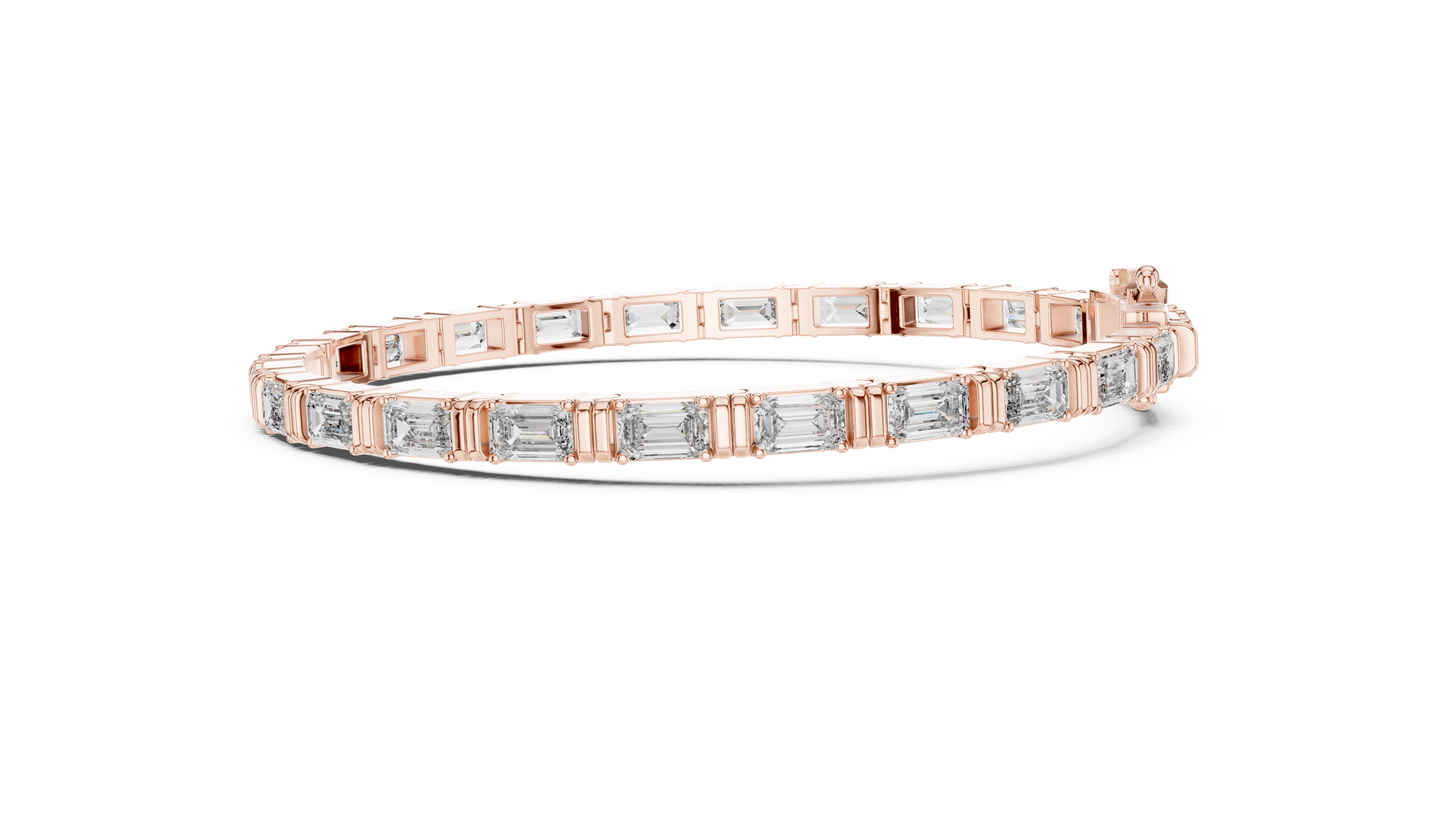 8" Lab-Created Emerald Diamond Bezel Bracelet
