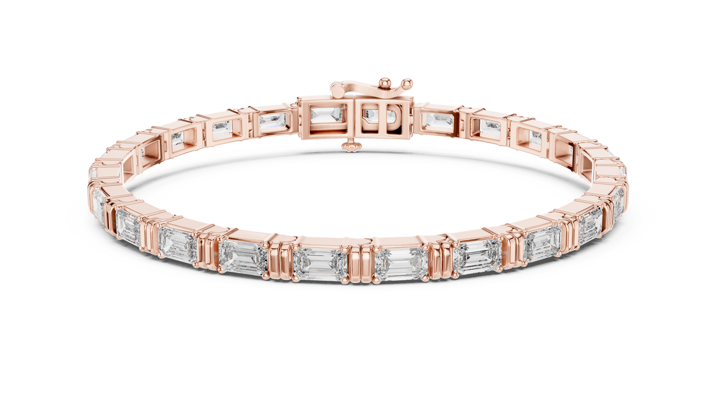 8" Lab-Created Emerald Diamond Bezel Bracelet
