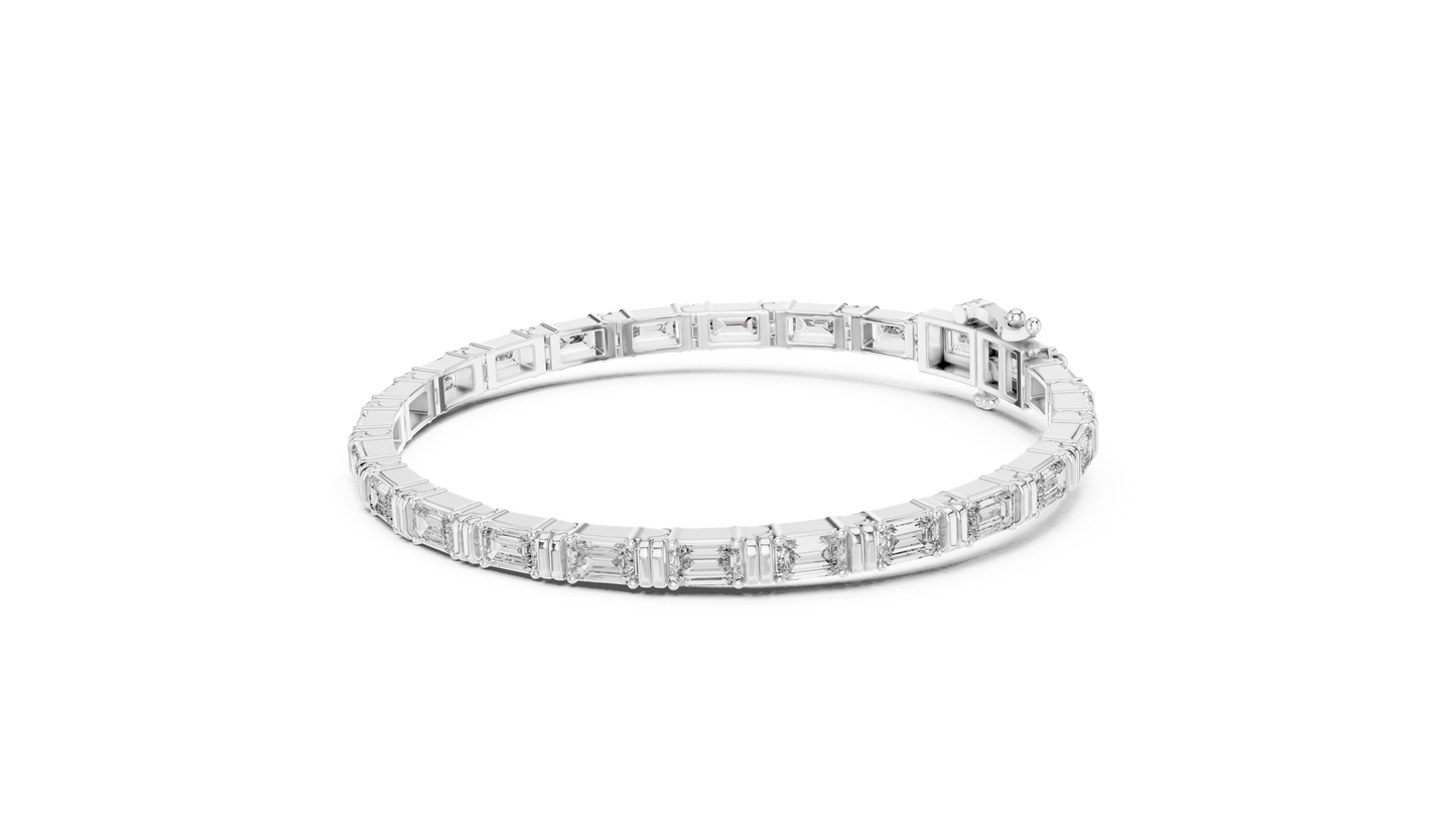 8" Lab-Created Emerald Diamond Bezel Bracelet