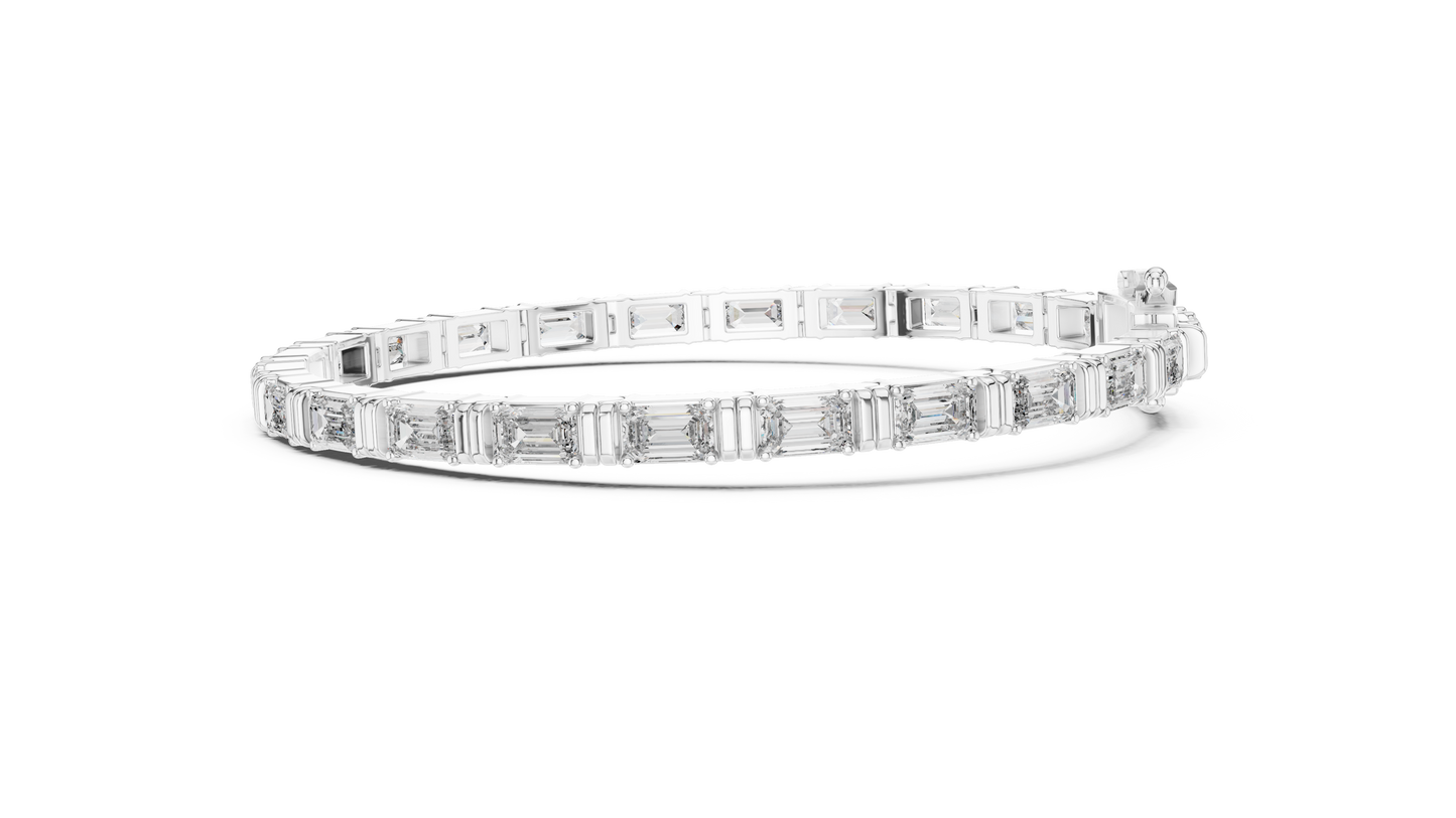 8" Lab-Created Emerald Diamond Bezel Bracelet