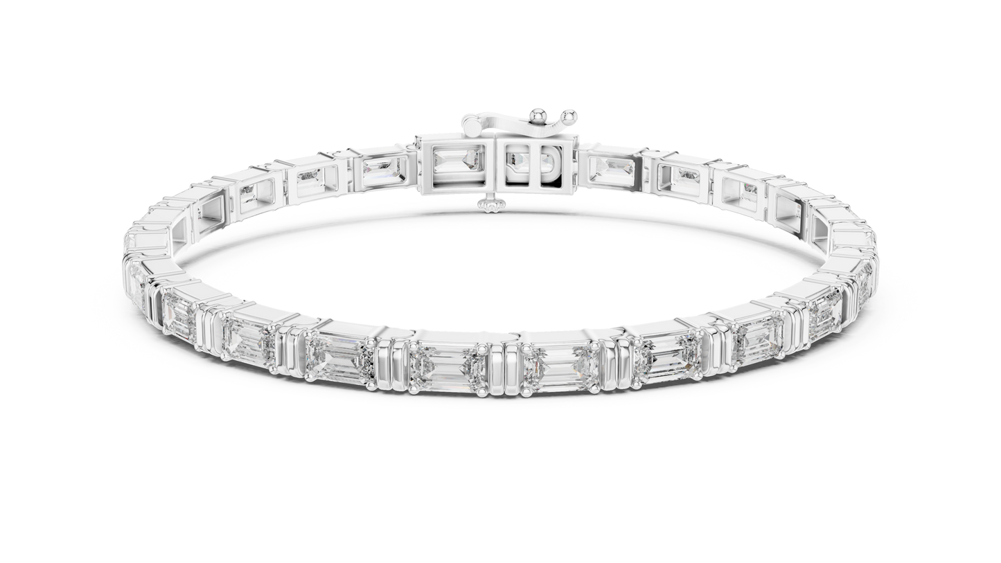 8" Lab-Created Emerald Diamond Bezel Bracelet