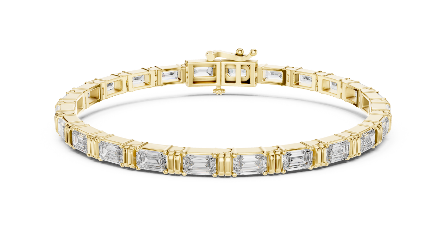 8" Lab-Created Emerald Diamond Bezel Bracelet