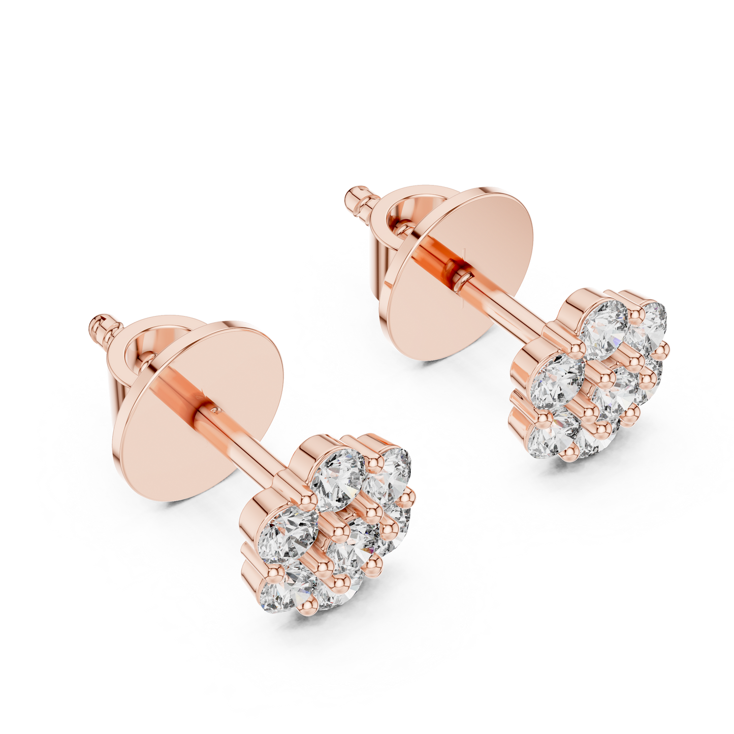 0.42 CTW Round Lab-Grown Diamond Floral Cluster Stud Earrings