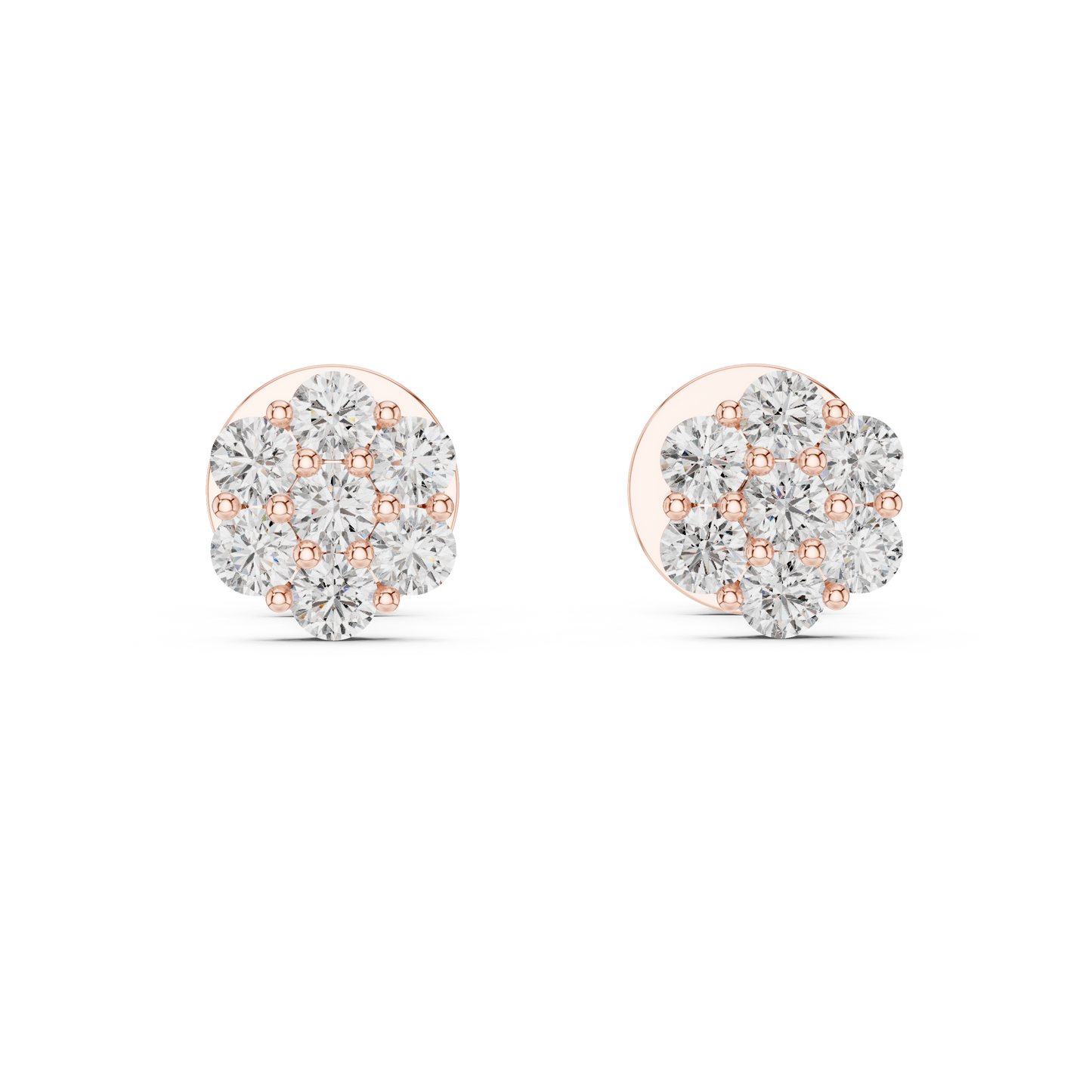 0.42 CTW Round Lab-Grown Diamond Floral Cluster Stud Earrings