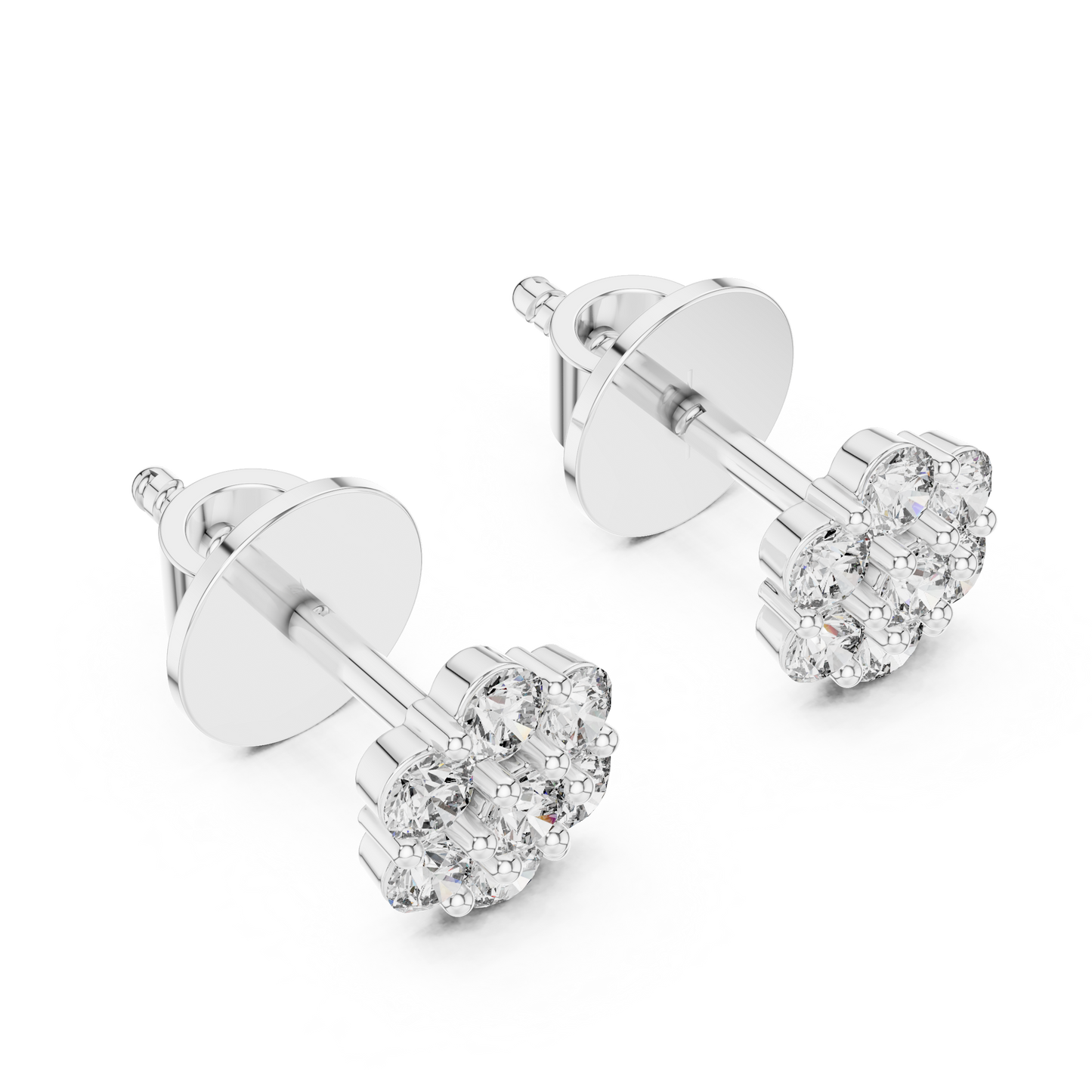 0.42 CTW Round Lab-Grown Diamond Floral Cluster Stud Earrings