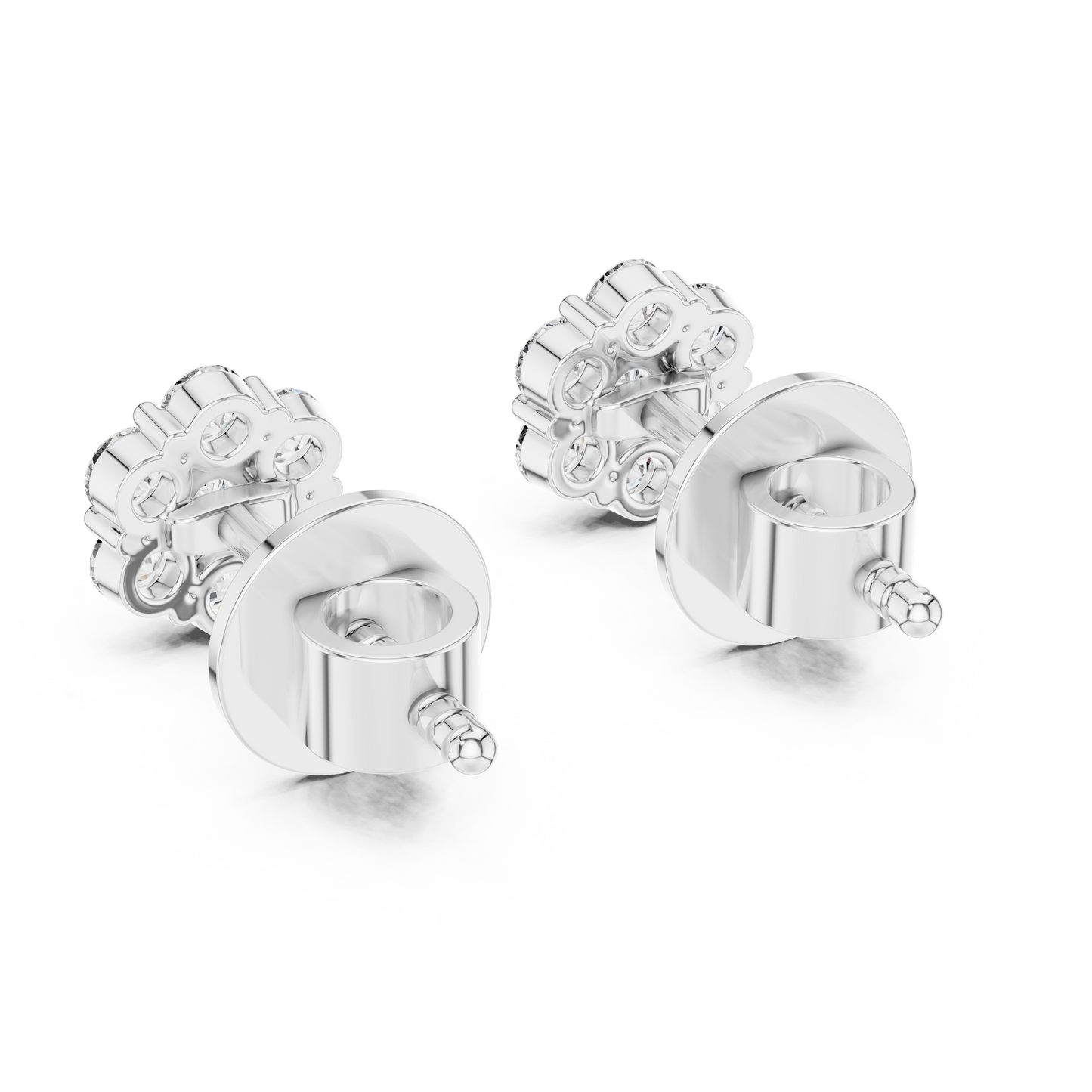 0.42 CTW Round Lab-Grown Diamond Floral Cluster Stud Earrings