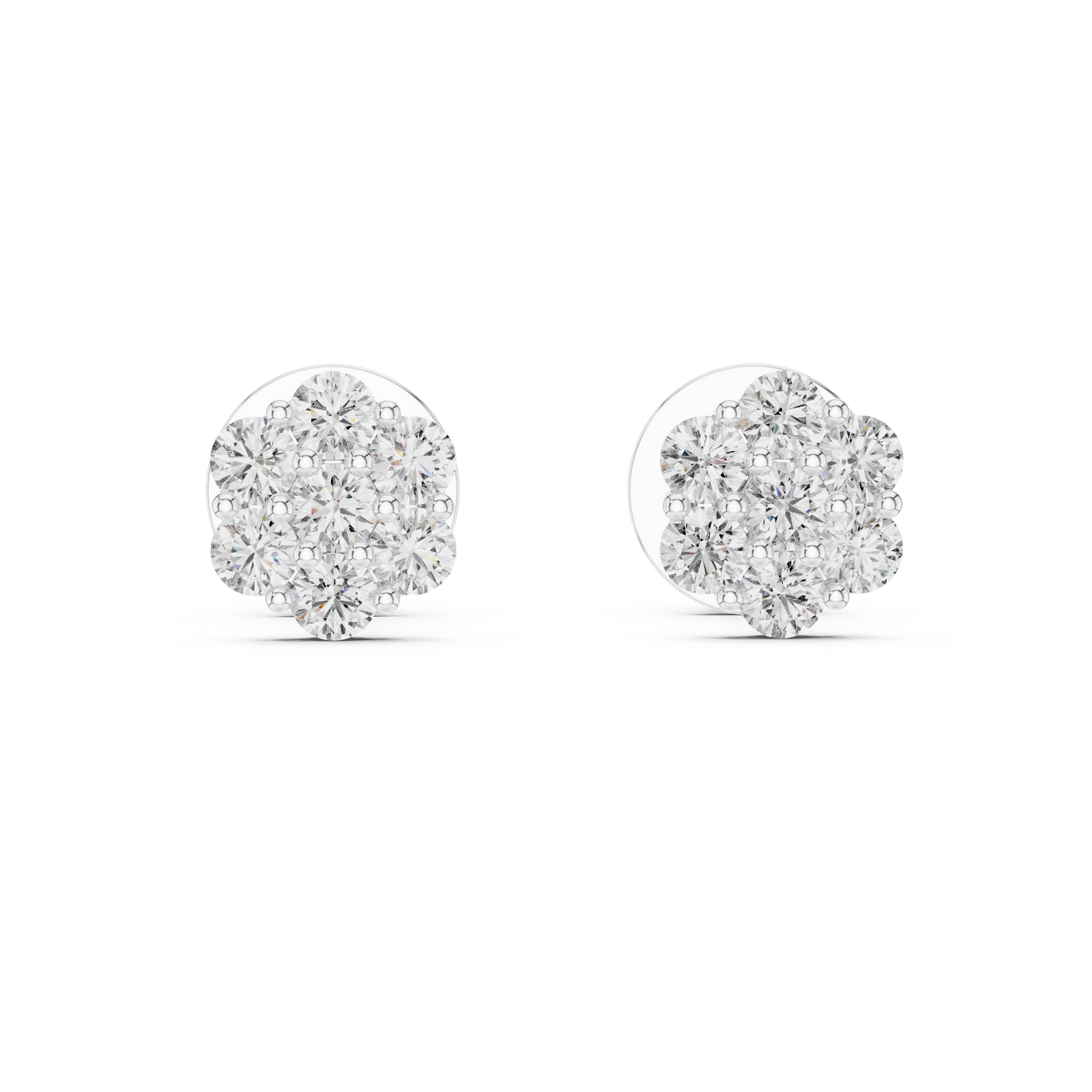 0.42 CTW Round Lab-Grown Diamond Floral Cluster Stud Earrings