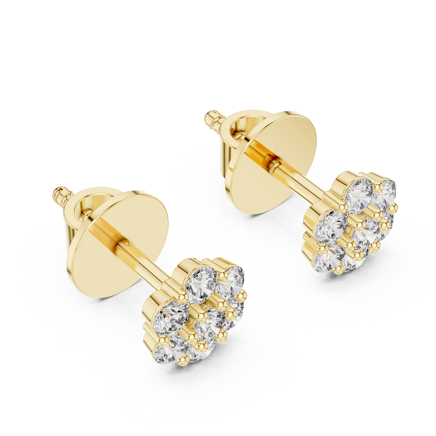 0.42 CTW Round Lab-Grown Diamond Floral Cluster Stud Earrings