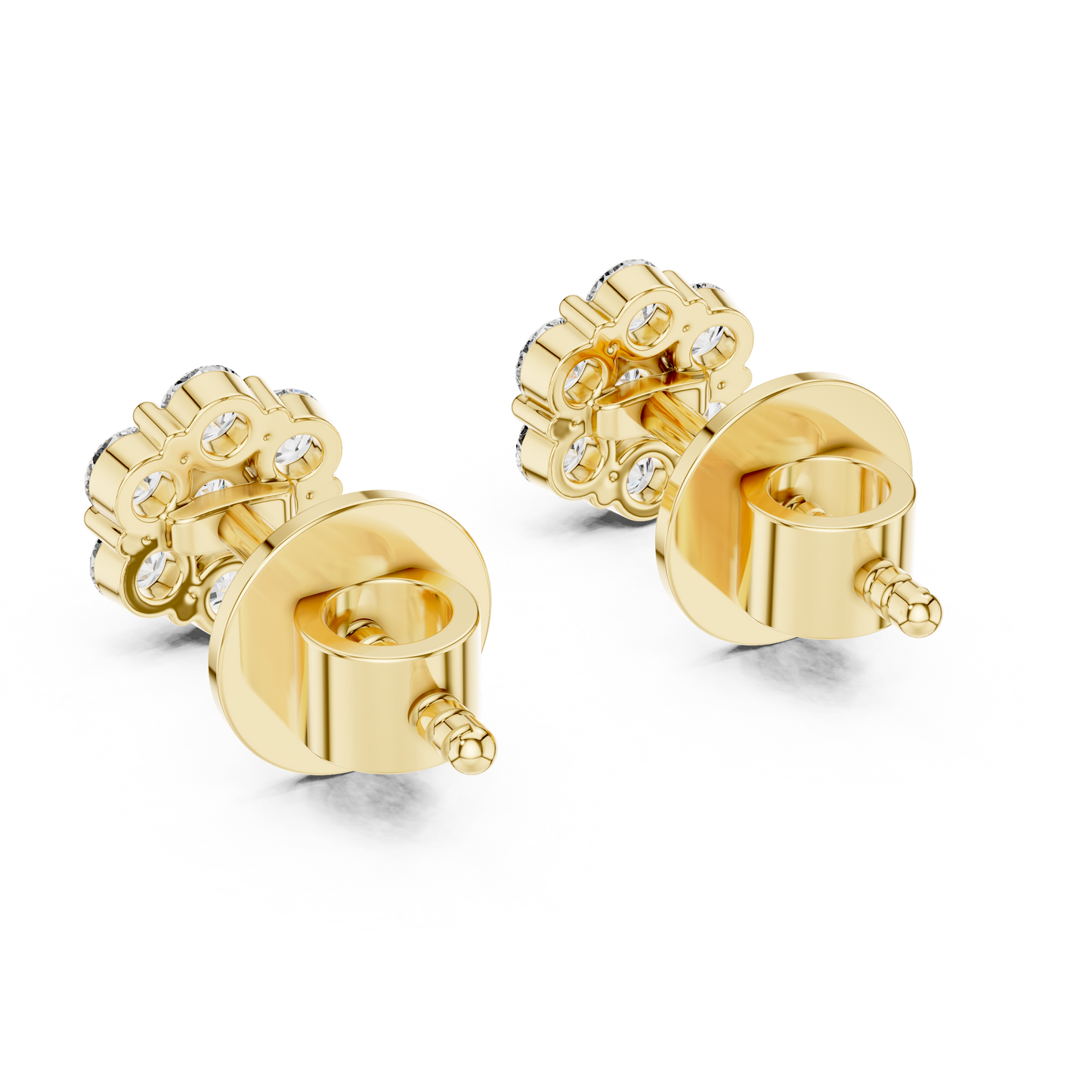 0.42 CTW Round Lab-Grown Diamond Floral Cluster Stud Earrings