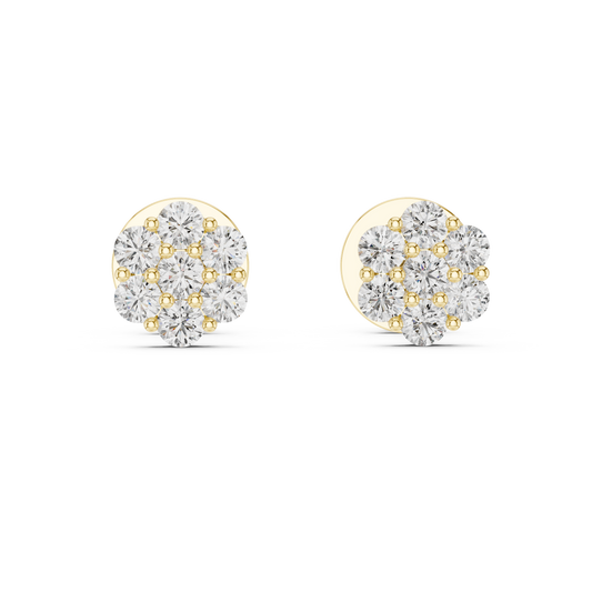 0.42 CTW Round Lab-Grown Diamond Floral Cluster Stud Earrings