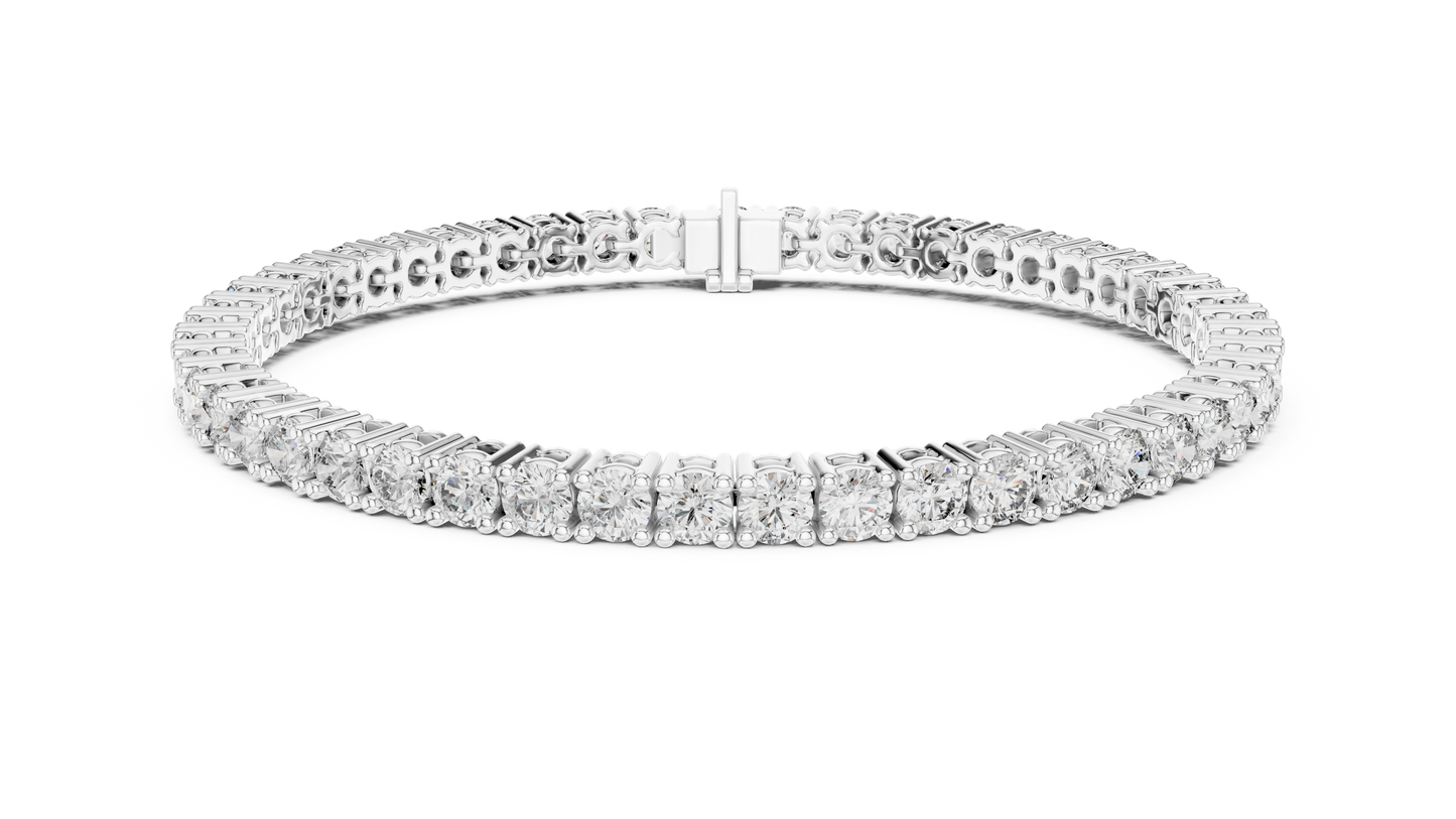 6.37 CTW Round Diamond Collet Tennis Bracelet (7 Inch)