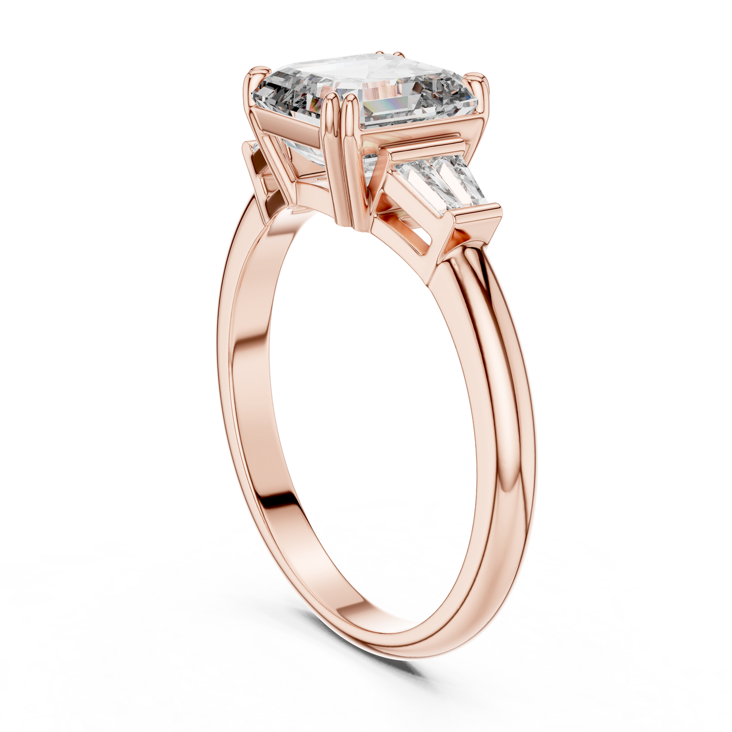 Asscher Three-Stone Engagement Ring