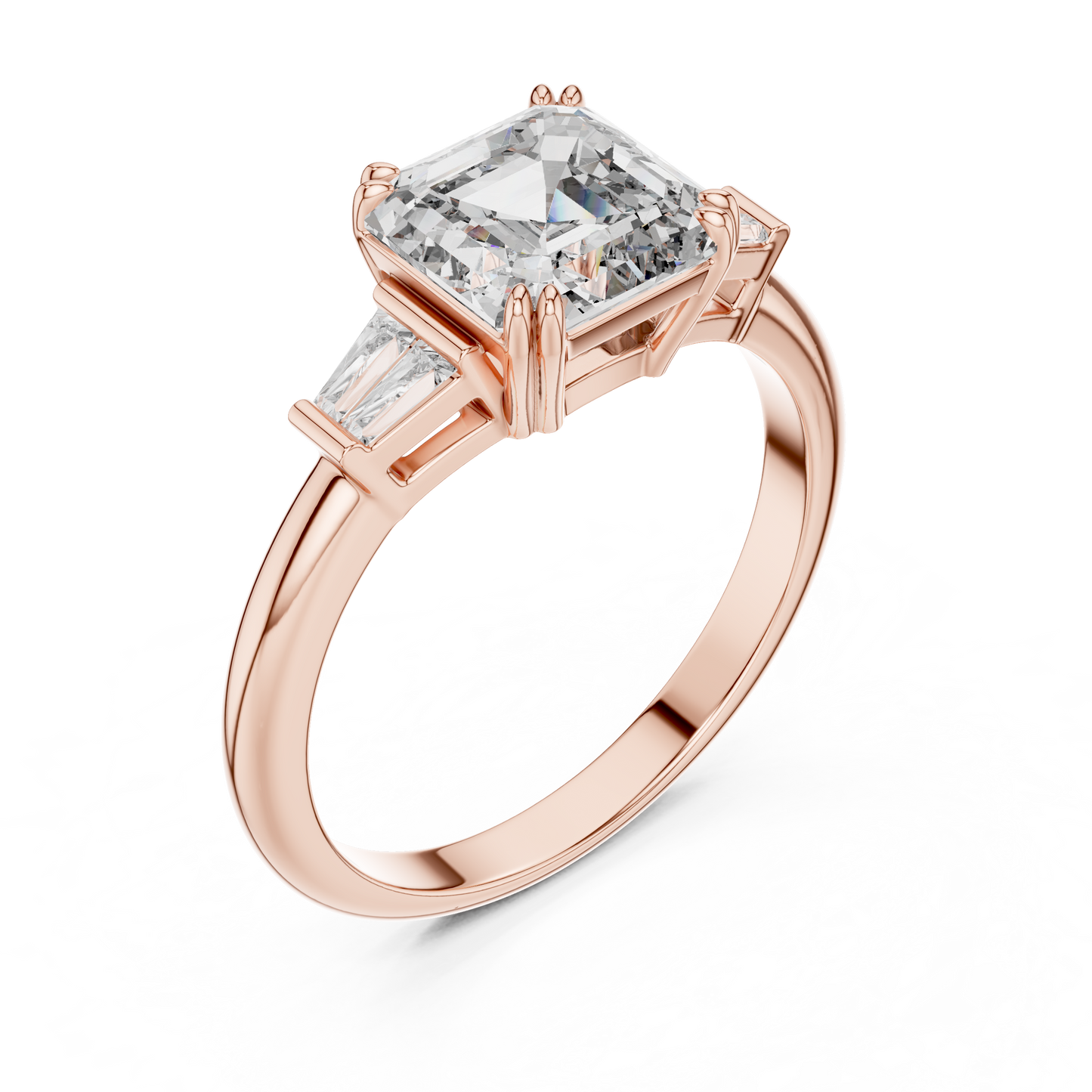 Asscher Three-Stone Engagement Ring