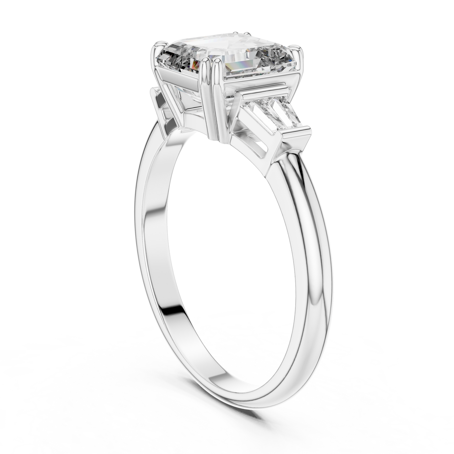 Asscher Three-Stone Engagement Ring