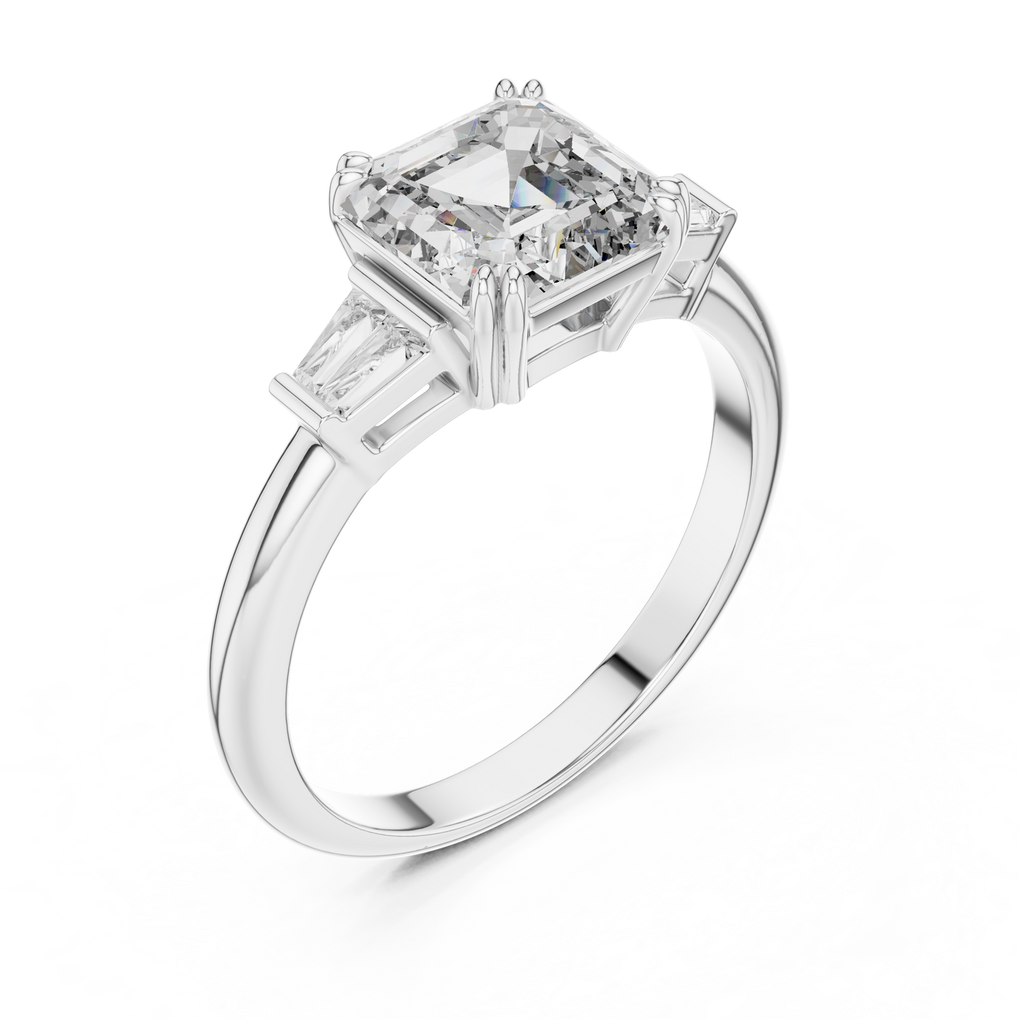 Asscher Three-Stone Engagement Ring