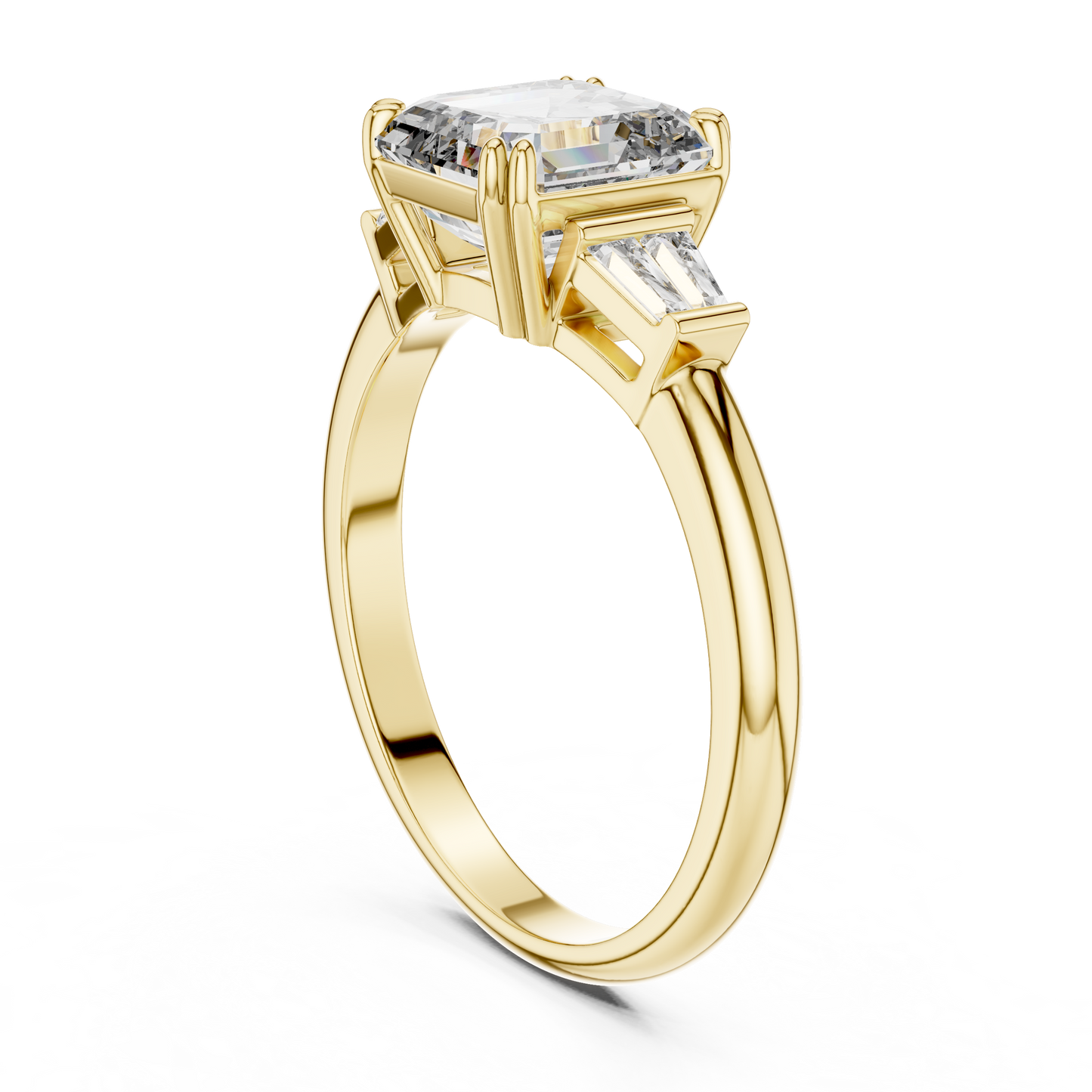 Asscher Three-Stone Engagement Ring