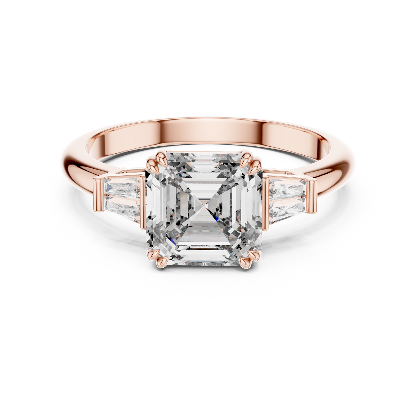 Asscher Three-Stone Engagement Ring