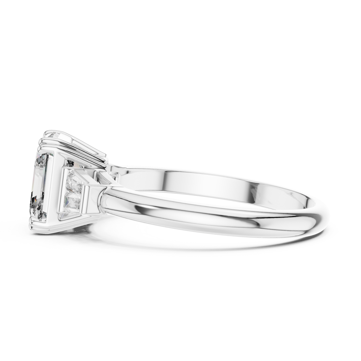 Asscher Three-Stone Engagement Ring