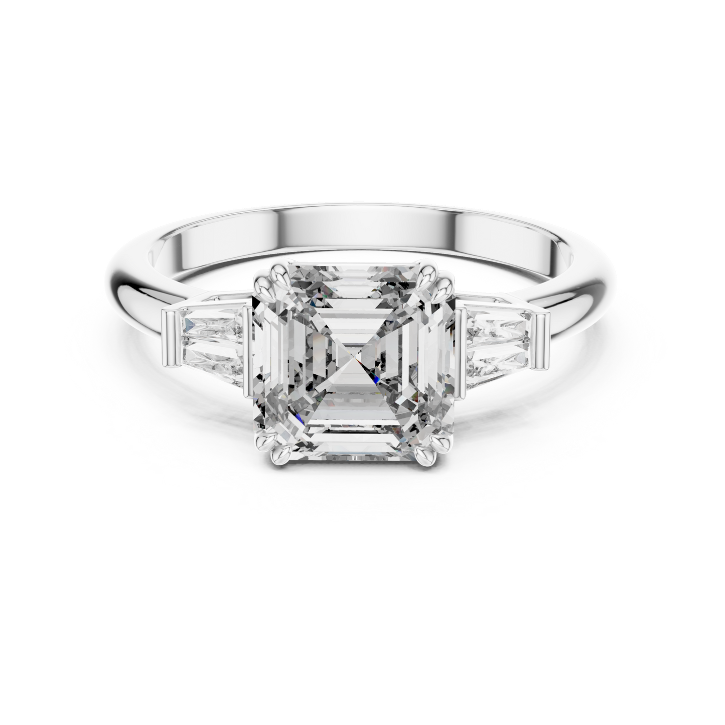 Asscher Three-Stone Engagement Ring