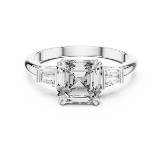 Asscher Three-Stone Engagement Ring
