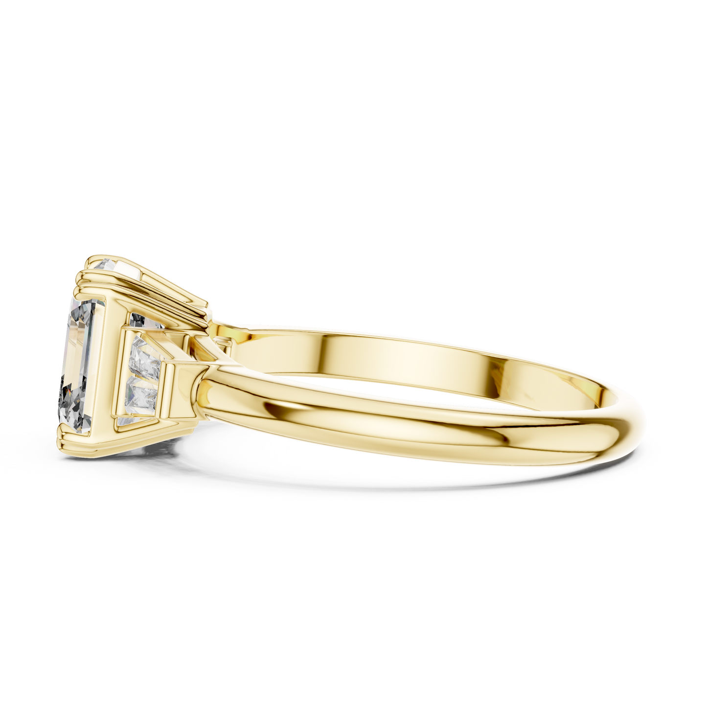 Asscher Three-Stone Engagement Ring