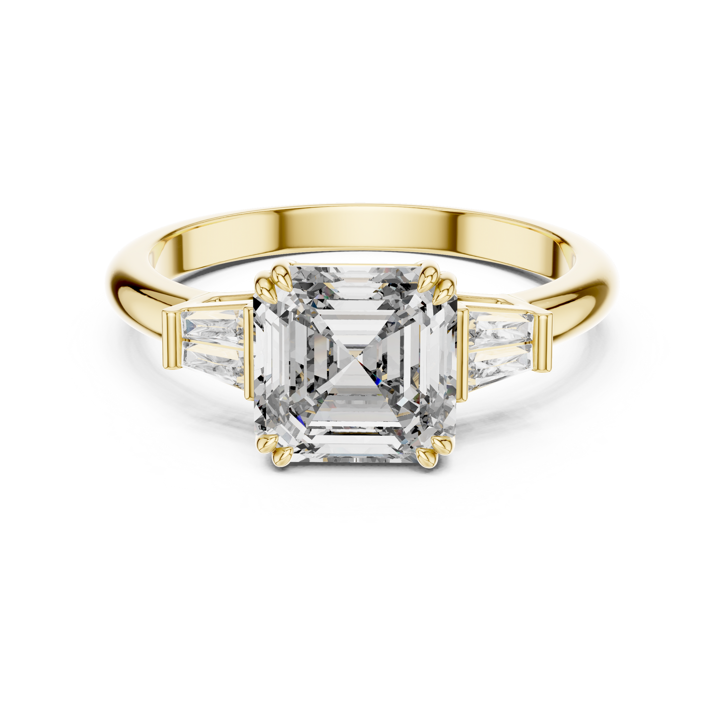 Asscher Three-Stone Engagement Ring