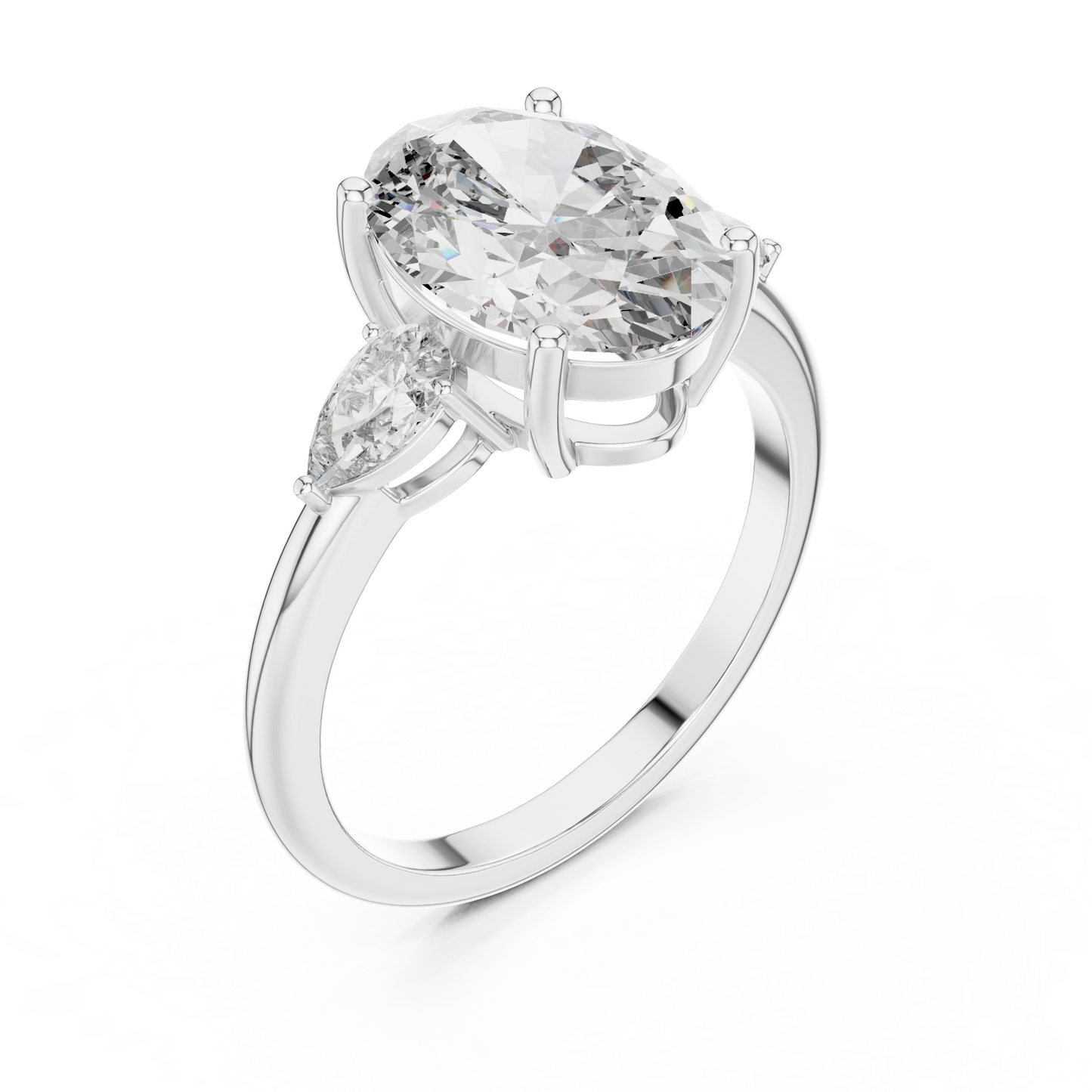 Romantic Oval Cut Three-Stone Diamond Ring