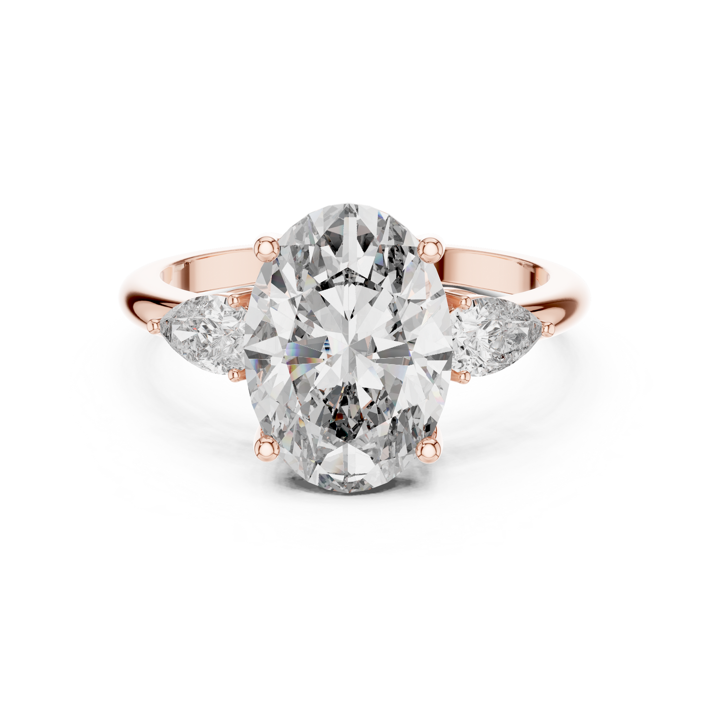 Romantic Oval Cut Three-Stone Diamond Ring